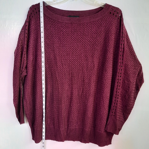 Lane Bryant Knit Sweater Top Wine Burgandy Cut Out Long Sleeve Plus Size 26/28 - Picture 9 of 12